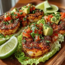 Zesty Garlic Lime Shrimp Lettuce Wraps