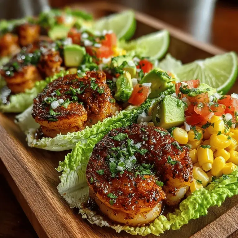 Zesty Garlic Lime Shrimp Lettuce Wraps are a delightful fusion of flavor and freshness that makes them an ideal dish for summer gatherings or a quick weeknight dinner. This recipe is designed to tantalize your taste buds while promoting a healthy lifestyle. The succulent shrimp, marinated in a zesty garlic-lime infusion, is complemented by a medley of vibrant vegetables, all wrapped in crisp lettuce leaves. Not only does this dish offer a burst of flavor, but it also presents a visually appealing plate that is sure to impress family and friends.