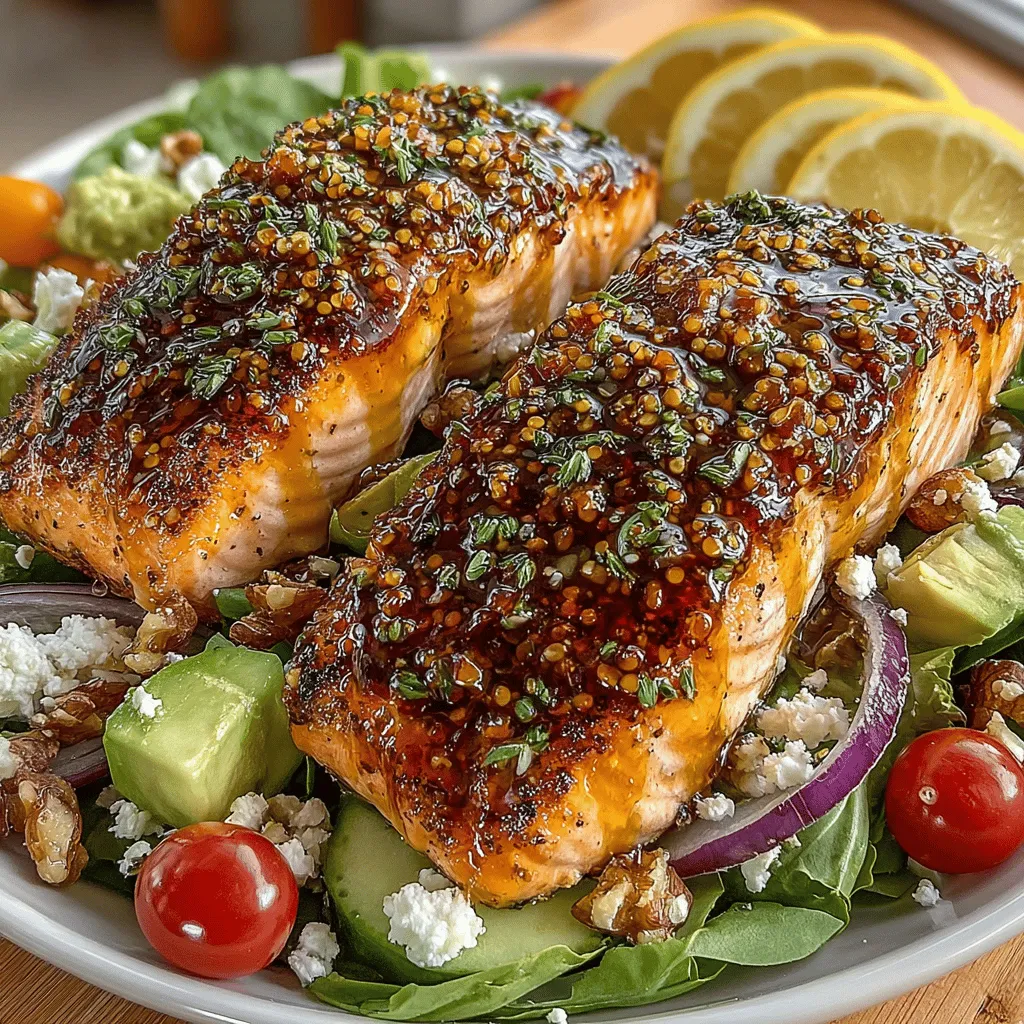 In the world of culinary delights, few dishes can match the harmonious blend of flavors and textures found in a Sweet & Zesty Honey Mustard Glazed Salmon Salad. This dish offers a delightful balance of sweetness from honey, tanginess from Dijon mustard, and the rich, buttery taste of salmon, all atop a bed of fresh, vibrant greens. Not only is this salad visually appealing, but it also serves as a powerhouse of nutrition, making it an ideal choice for health-conscious individuals and busy families alike seeking quick and delicious meal options.