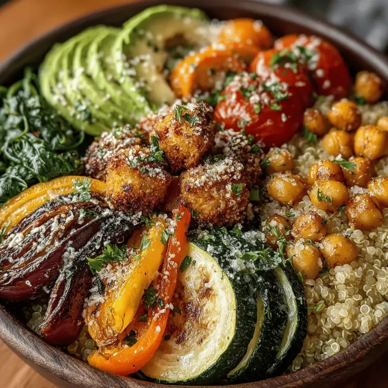 - 1 cup quinoa - 2 cups vegetable broth (or water) - 1 zucchini, diced - 1 red bell pepper, diced - 1 yellow bell pepper, diced - 2 carrots, sliced - 1 red onion, sliced - 2 tablespoons olive oil - 1 teaspoon garlic powder - 1 teaspoon paprika - Salt and pepper, to taste - Fresh parsley or cilantro, for garnish - Optional toppings: avocado, chickpeas, or feta cheese