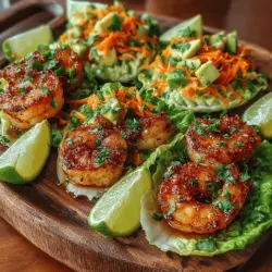 Zesty Garlic Lime Shrimp Lettuce Wraps