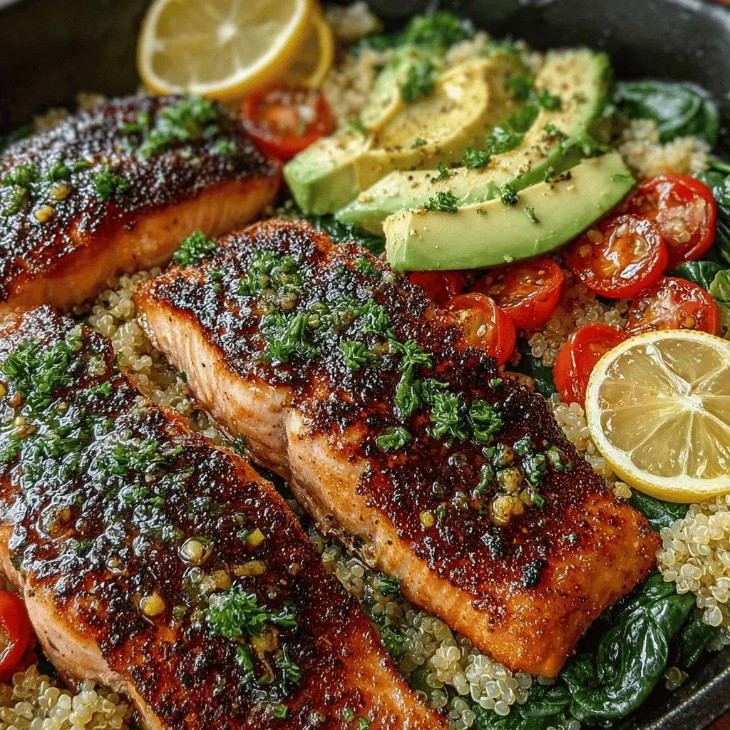 Grilled Lemon Garlic Salmon Bowls are a delightful fusion of flavor and nutrition. This dish not only tantalizes your taste buds with the zesty notes of lemon and aromatic garlic but also serves as a powerhouse of health benefits. Rich in omega-3 fatty acids, salmon is a superfood that supports heart health and boosts overall well-being. The simplicity of preparation makes these bowls perfect for both busy weeknight dinners and elegant gatherings. With fresh ingredients and a grilling method that elevates the salmon's natural flavor, this recipe is a must-try for any seafood lover.