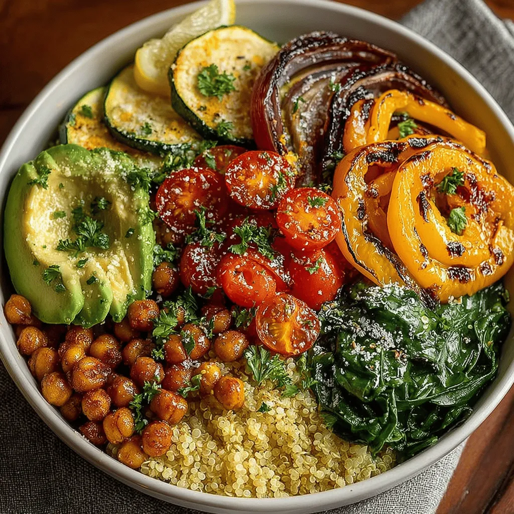 Vibrant Quinoa and Roasted Veggie Power Bowls are the perfect meal for anyone looking to combine nutrition with flavor. This dish is not only visually appealing with its array of colorful vegetables but also packed with essential nutrients. It caters to a wide range of dietary preferences, making it a fantastic option for vegans and those following a gluten-free lifestyle. The combination of quinoa, roasted vegetables, and protein-rich chickpeas offers a satisfying meal that fuels your body and delights your taste buds.