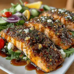 The Honey Mustard Glazed Salmon Salad is a vibrant and nutritious dish that beautifully combines the rich flavors of salmon with the sweet and tangy notes of a honey mustard glaze. This salad not only satisfies your taste buds but also packs a powerful nutritional punch, making it an ideal choice for health-conscious eaters. With the growing trend towards healthy and flavorful salads in modern cuisine, this recipe stands out as both a quick weeknight dinner and an impressive dish for gatherings. The balance of textures and flavors—from the tender salmon fillets to the crisp salad greens—ensures that each bite is a delightful experience.
