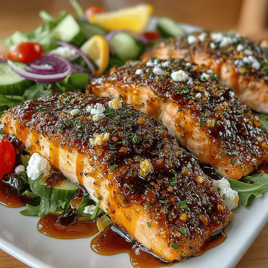 The Honey Mustard Glazed Salmon Salad is a vibrant and nutritious dish that beautifully combines the rich flavors of salmon with the sweet and tangy notes of a honey mustard glaze. This salad not only satisfies your taste buds but also packs a powerful nutritional punch, making it an ideal choice for health-conscious eaters. With the growing trend towards healthy and flavorful salads in modern cuisine, this recipe stands out as both a quick weeknight dinner and an impressive dish for gatherings. The balance of textures and flavors—from the tender salmon fillets to the crisp salad greens—ensures that each bite is a delightful experience.