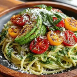 - 8 ounces spaghetti (or any pasta of your choice) - 2 ripe avocados - 1 cup fresh basil leaves - 2 cloves garlic, minced - 2 tablespoons lemon juice - 3 tablespoons extra virgin olive oil - Salt and pepper to taste - Optional: grated Parmesan cheese for serving - Optional: cherry tomatoes for garnish