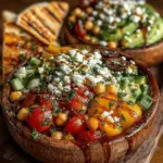 - 1 can (15 oz) chickpeas, drained and rinsed - 1 cup cherry tomatoes, halved - 1 cucumber, diced - 1 bell pepper (any color), diced - 1/2 red onion, finely chopped - 1/2 cup Kalamata olives, pitted and sliced - 1/2 cup feta cheese, crumbled - 1/4 cup fresh parsley, chopped - 3 tablespoons olive oil - 1 tablespoon red wine vinegar - 1 teaspoon dried oregano - Salt and pepper to taste - Optional: 1 avocado, diced - Optional: Pita bread or chips for serving